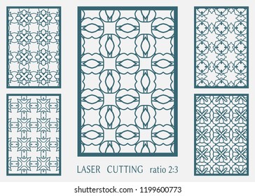 Laser cut ornamental panel, geometric pattern. Die cut card, cutout template for invitation, envelope. Suitable for printing, engraving, laser cutting paper, wood, metal, stencil manufacturing