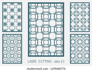 Laser cut ornamental panel, geometric pattern. Die cut card, cutout template for invitation, envelope. Suitable for printing, engraving, laser cutting paper, wood, metal, stencil manufacturing