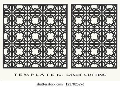 Laser cut ornamental panel, geometric pattern. Die cut card, cutout template for invitation, envelope. Suitable for printing, engraving, laser cutting paper, wood, metal, stencil manufacturing