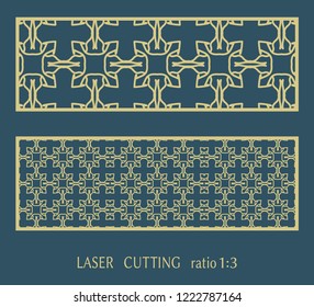 Laser cut ornamental panel, geometric pattern. Die cut card, cutout template for invitation, envelope. Suitable for printing, engraving, laser cutting paper, wood, metal, stencil manufacturing