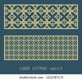 Laser cut ornamental panel, geometric pattern. Die cut card, cutout template for invitation, envelope. Suitable for printing, engraving, laser cutting paper, wood, metal, stencil manufacturing
