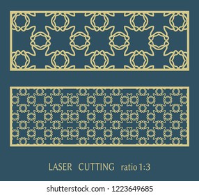 Laser cut ornamental panel, geometric pattern. Die cut card, cutout template for invitation, envelope. Suitable for printing, engraving, laser cutting paper, wood, metal, stencil manufacturing