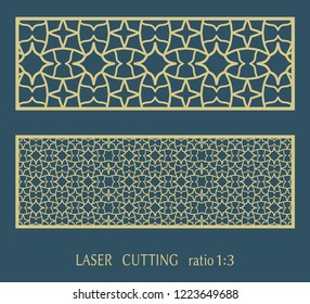Laser cut ornamental panel, geometric pattern. Die cut card, cutout template for invitation, envelope. Suitable for printing, engraving, laser cutting paper, wood, metal, stencil manufacturing