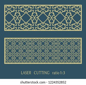 Laser cut ornamental panel, geometric pattern. Die cut card, cutout template for invitation, envelope. Suitable for printing, engraving, laser cutting paper, wood, metal, stencil manufacturing