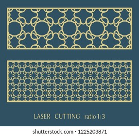 Laser cut ornamental panel, geometric pattern. Die cut card, cutout template for invitation, envelope. Suitable for printing, engraving, laser cutting paper, wood, metal, stencil manufacturing
