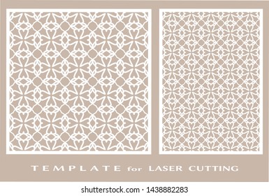 Laser cut ornamental panel, geometric pattern. Die cut card, cutout template for invitation, envelope. Suitable for printing, engraving, laser cutting paper, wood, metal, stencil manufacturing