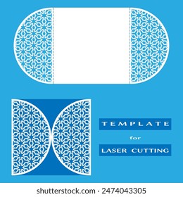 Laser cut ornamental panel, geometric pattern. Die cut card, cutout template for invitation, envelope. Suitable for printing, engraving, laser cutting paper, wood, metal, stencil manufacturing