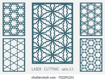 Laser cut ornamental panel, geometric pattern. Die cut card, cutout template for invitation, envelope. Suitable for printing, engraving, laser cutting paper, wood, metal, stencil manufacturing