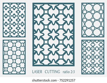 Laser cut ornamental panel, geometric pattern. Die cut card, cutout template for invitation, envelope. Suitable for printing, engraving, laser cutting paper, wood, metal, stencil manufacturing