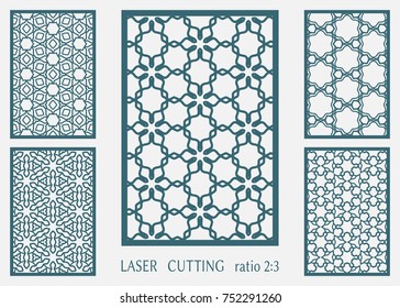 Laser cut ornamental panel, geometric pattern. Die cut card, cutout template for invitation, envelope. Suitable for printing, engraving, laser cutting paper, wood, metal, stencil manufacturing