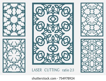 Laser cut ornamental panel, geometric pattern. Die cut card, cutout template for invitation, envelope. Suitable for printing, engraving, laser cutting paper, wood, metal, stencil manufacturing
