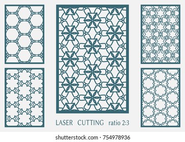 Laser cut ornamental panel, geometric pattern. Die cut card, cutout template for invitation, envelope. Suitable for printing, engraving, laser cutting paper, wood, metal, stencil manufacturing