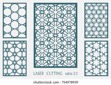 Laser cut ornamental panel, geometric pattern. Die cut card, cutout template for invitation, envelope. Suitable for printing, engraving, laser cutting paper, wood, metal, stencil manufacturing