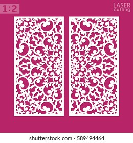 Laser cut ornamental panel with pattern. May be use for die cutting. Laser cut card. Template of wedding invitation. Cabinet fretwork panel. Lasercut metal panel. Wood carving. Vector.
