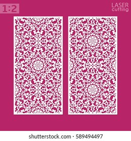 Laser Cut Ornamental Panel With Pattern. May Be Use For Die Cutting. Laser Cut Card. Template Of Wedding Invitation. Cabinet Fretwork Panel. Lasercut Metal Panel. Wood Carving. Vector.