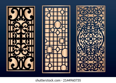 Laser cut ornamental panel templates set decorative lace borders patterns vector 
