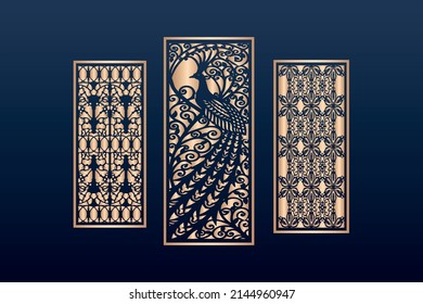 Laser cut ornamental panel templates set decorative lace borders patterns vector 