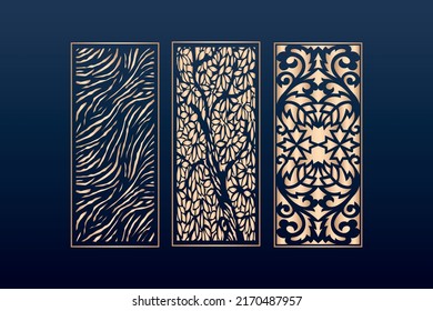 Laser cut ornamental panel templates set decorative lace borders patterns vector Laser cutting elements with islamic pattern DXF SVG COD

