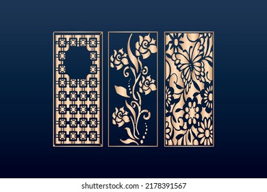 Laser cut ornamental panel templates set decorative lace borders patterns vector