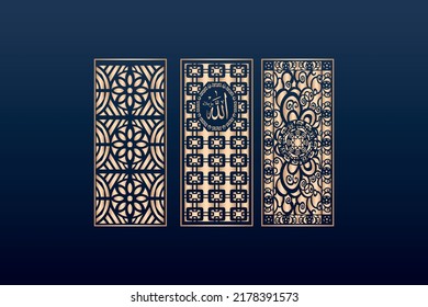 Laser cut ornamental panel templates set decorative lace borders patterns vector