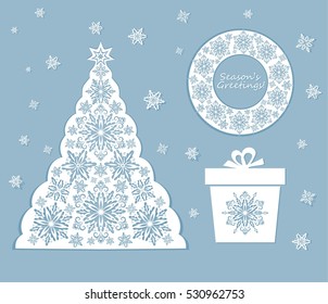 Laser cut out xmas set with snowflakes
