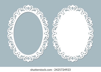 Laser cut oval frame template, lace border