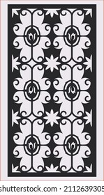 Panel de corte láser. Resumen del patrón geométrico con líneas, rombos, cuadrados.engrase, corte de papel. Ornamentos de entramado de esténcil.Diseño de puerta Cnc.