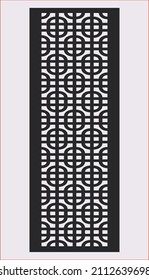Laser cut panel. Abstract geometric pattern with lines, rhombuses, squares.engraving, paper cut. Stencil lattice ornaments.Door Cnc design .