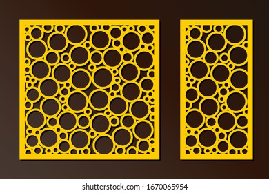 Laser cut panel with circles. Template for laser cutting. Suitable for printing invitations, cutting stencil, wood and metal decorations.