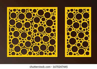 Laser cut panel with circles. Template for laser cutting. Suitable for printing invitations, cutting stencil, wood and metal decorations.