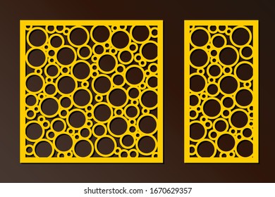 Laser cut panel with circles. Template for laser cutting. Suitable for printing invitations, cutting stencil, wood and metal decorations.