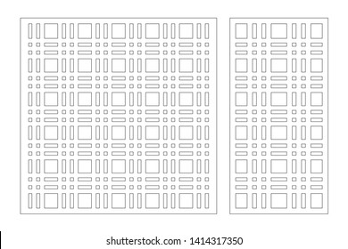  Laserschnitt-Panel.Dekorative Karte zum Schneiden. Arabisch, Line Art Muster. Verhältnis 1:2, 1:1. Vektorgrafik.