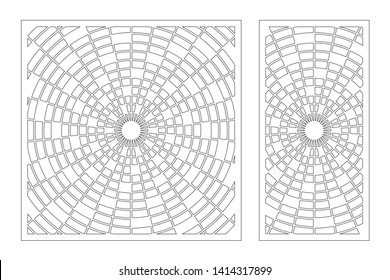 Laser cut panel. Decorative card for cutting. Arabic, line art pattern. Ratio 1:2, 1:1. Vector illustration.