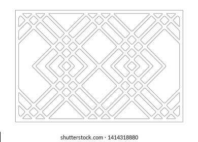 Laser cut panel. Decorative card for cutting. Line, square art pattern. Ratio 2:3. Vector illustration.