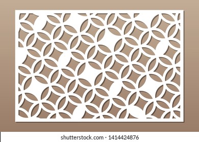 Laser cut panel. Decorative card for cutting. Arabic, line art pattern. Ratio 2:3. Vector illustration.