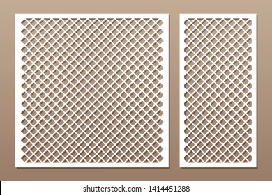 Laser cut panel. Decorative card for cutting. Arabic, line art pattern. Ratio 1:2, 1:1. Vector illustration.