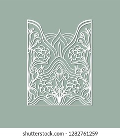 Laser cut panel design. Floral design wall art. Vector template for cutting. Invitation card.