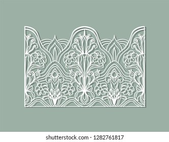 Laser cut panel design. Floral design wall art. Vector template for cutting. Invitation card.