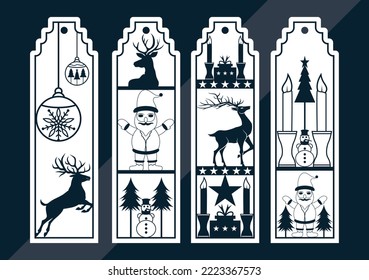 Laser cut panel set with christmas bookmark design,