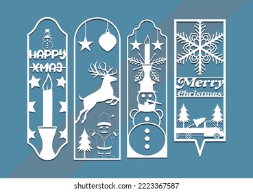 Laser cut panel set with christmas bookmark design,