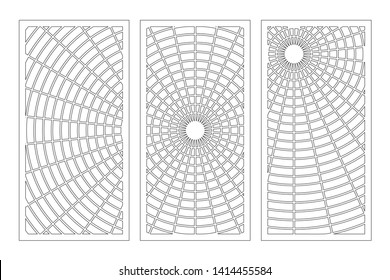 Laser cut panel. Set decorative card for cutting. Halloween spider web mandala pattern. Ratio 1:1. Vector illustration.