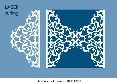 Laser cut panel with swirls. Laser cutting template for diy, greeting cards, envelopes, wedding invitations, decorative elements.