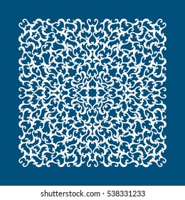 Laser cut panel with swirls. Laser cutting template for diy, greeting cards, envelopes, wedding invitations, decorative elements.