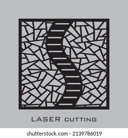 Laser cut panel template. Die cut rectangular shape geometric pattern for metal, wood, paper, engraving, stencil.