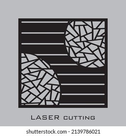Laser cut panel template. Die cut rectangular shape geometric pattern for metal, wood, paper, engraving, stencil.