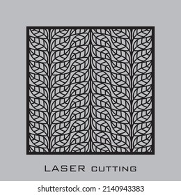 Laser cut panel template. Die cut rectangular shape geometric pattern for metal, wood, paper, engraving, stencil.