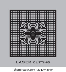 Laser cut panel template. Die cut rectangular shape geometric pattern for metal, wood, paper, engraving, stencil.