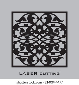 Laser cut panel template. Die cut rectangular shape geometric pattern for metal, wood, paper, engraving, stencil.