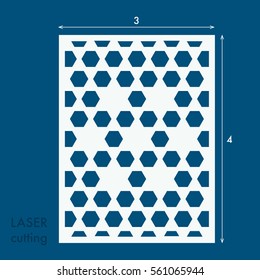 Laser cut panel with traditional islamic pattern. Laser cutting template for diy, greeting cards, envelopes, wedding invitations, decorative elements etc.
