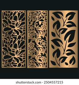 colección de paneles cortados por láser, patrones geométricos Abstractas, plantilla decorativa para cortar por láser madera, metal, papel, acrílico, partición, archivos CNC, corte de máquina CNC, archivo EPS.